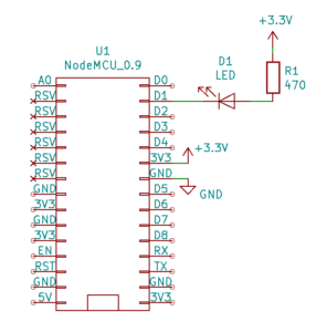 Cyfrowe wejścia i wyjścia w Arduino: podłączanie diody na płytce stykowej: Schemat - podłączanie diody LED